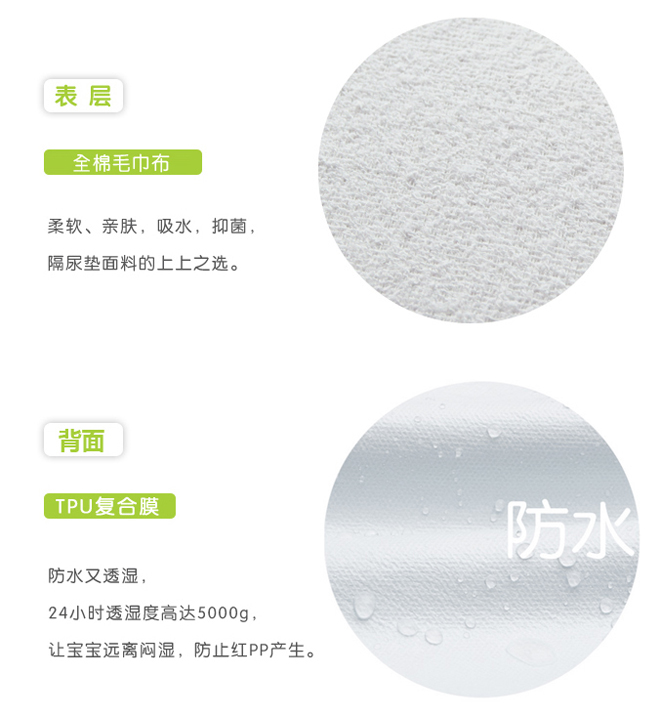 寶寶藍全棉寶寶防水隔尿墊巾