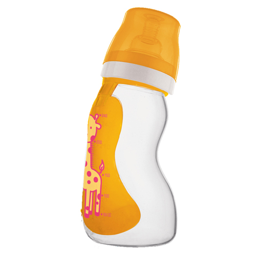 華林貝比弧形連接蓋全硅膠奶瓶240cc