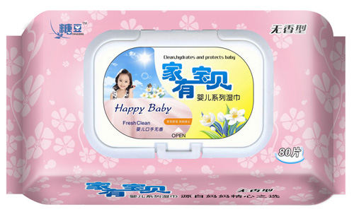 糖豆家有寶貝嬰兒手口80片無香濕巾