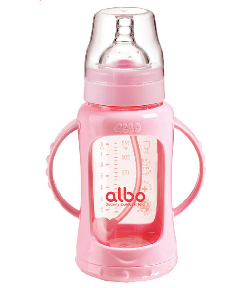 愛樂寶防爆自動玻璃奶瓶240ml粉色