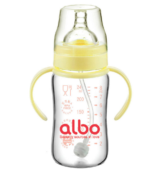 愛樂寶自動晶鉆玻璃奶瓶240ml黃色