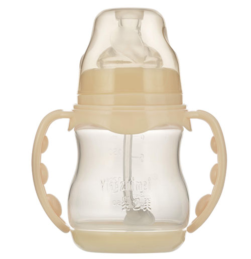 嬰之美寬口雙耳自動(dòng)圓弧PP奶瓶帶底180ML乳白色