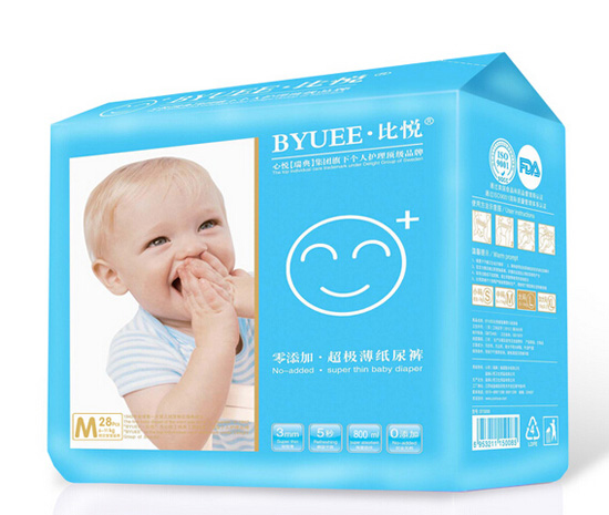 比悅超級(jí)薄紙尿褲M碼28片