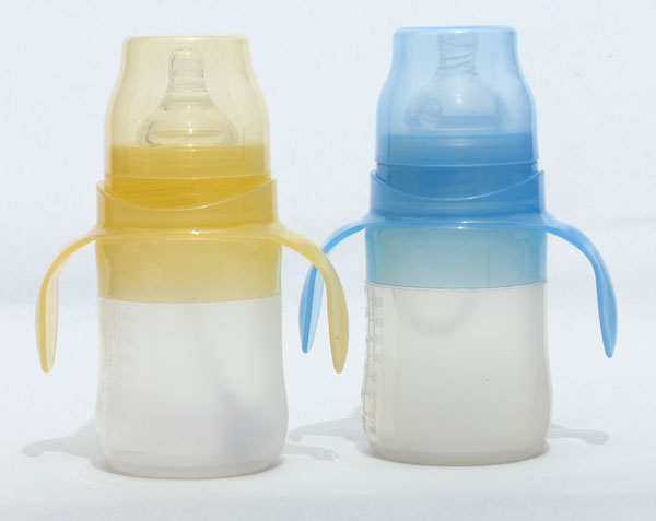 新兒寶寬口160ml雙耳自動圓腰硅膠奶瓶