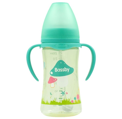貝斯比寬口弧形PP納米銀奶瓶230ml綠色
