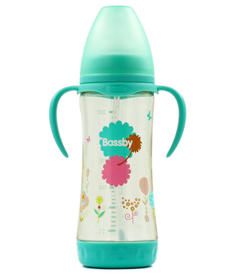 貝斯比寬口弧形PPSU防脹氣自動奶瓶300ml綠色