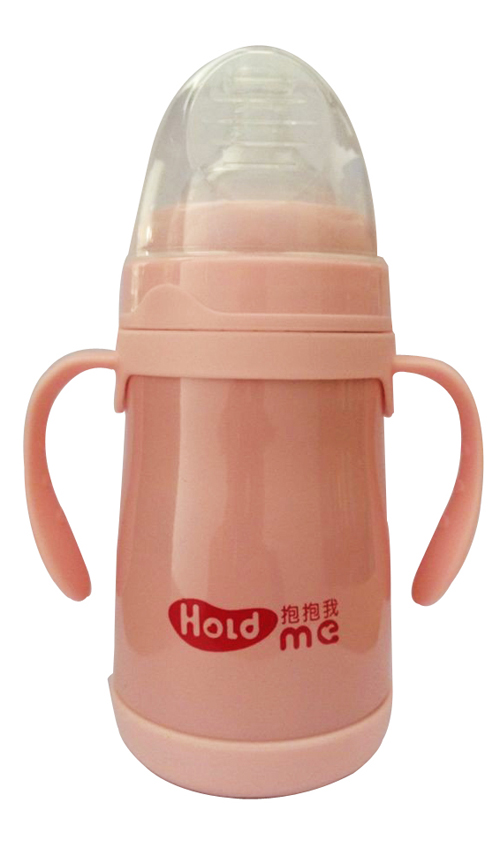 抱抱我寬口徑240ml帶柄自動(dòng)不繡鋼保溫奶瓶