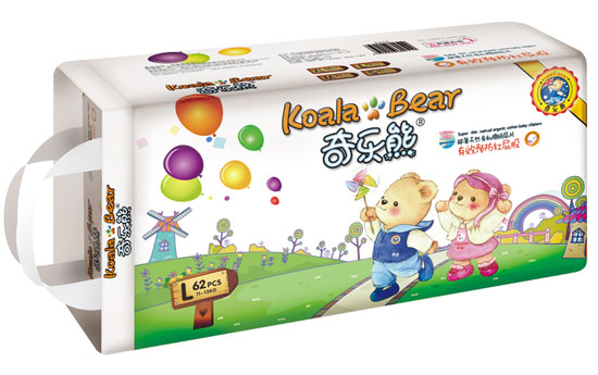 奇樂熊超薄有機(jī)棉尿片L碼62片