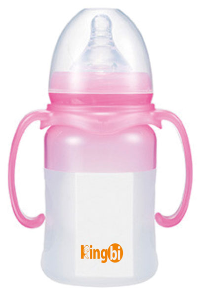 健貝粉色寬口全自動(dòng)硅膠奶瓶160ml