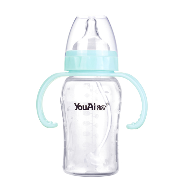 幼愛帶柄自動(dòng)吸寬口硅膠奶瓶240ml