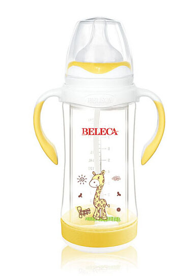 貝樂嘉貼花嬰兒奶瓶黃色