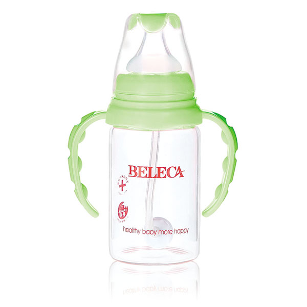 貝樂嘉綠色雙柄全自動?jì)雰弘p層防爆奶瓶