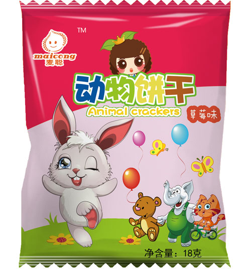 麥聰動物餅干草莓味18克