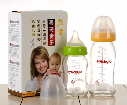 米奇樂(lè)鈦晶玻璃抗摔奶瓶