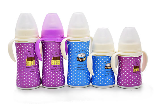 貝斯比幻彩瓷弧形寬口自動奶瓶兩色