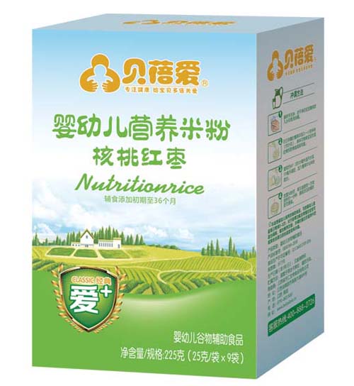 貝蓓愛嬰幼兒核桃紅棗米粉盒裝