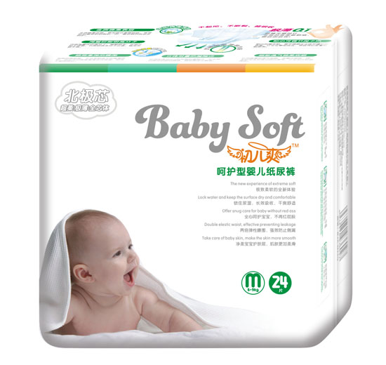 初兒爽北極芯呵護(hù)型嬰兒紙尿褲M碼24片