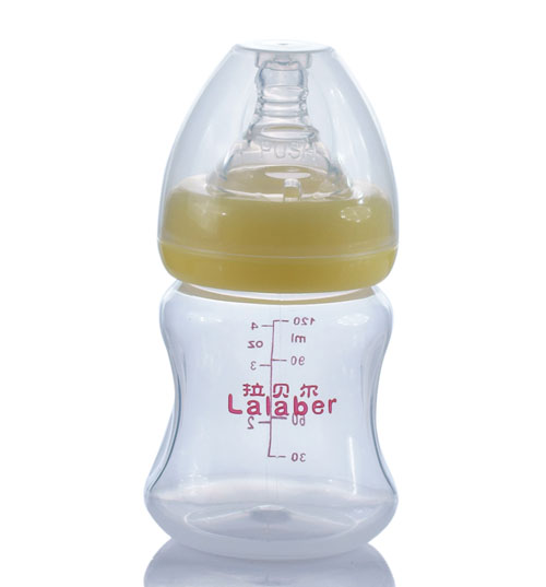 拉貝爾4安士寬口徑PP奶瓶-黃色奶環(huán)