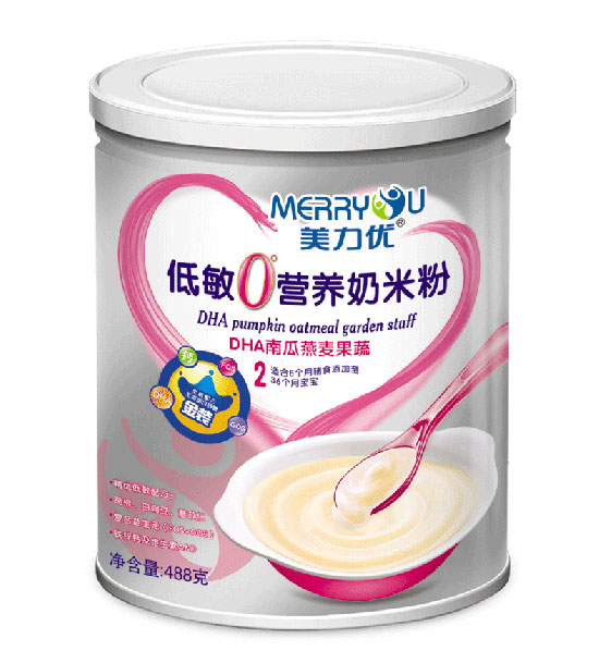 美力優(yōu)DHA南瓜燕麥果蔬聽(tīng)裝低敏0°營(yíng)養(yǎng)奶米粉2段