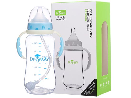 格林博士寬口PP自動(dòng)奶瓶240ML藍(lán)色