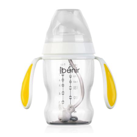 清素250ml寬口自動PP奶瓶配變流量奶嘴-黃色