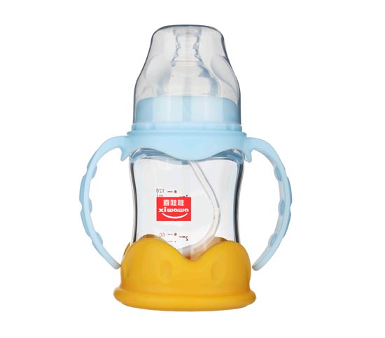喜哇哇嬰幼兒玻璃奶瓶120ML藍色