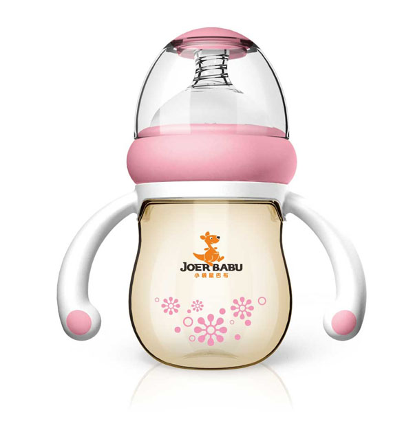 小袋鼠巴布梨形PPSU自動寬口奶瓶160ml粉色