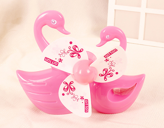 柯麗雅充電天鵝小風扇粉色