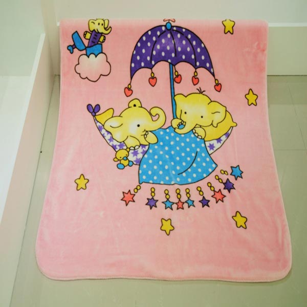 亞奧超柔小毯子小象粉色