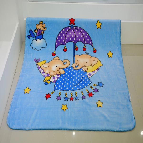 亞奧超柔小毯子小象藍色