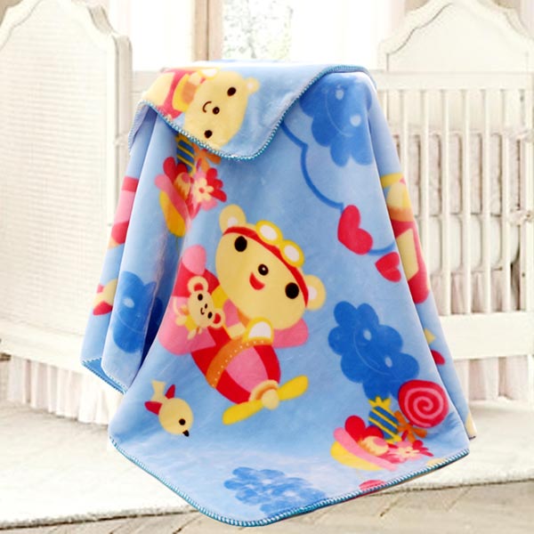 亞奧超柔云毯飛機熊藍(lán)色