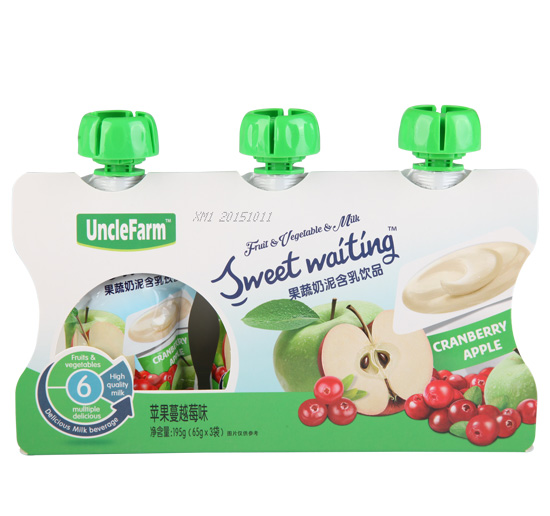 農(nóng)場大叔蘋果蔓越莓味果泥盒裝