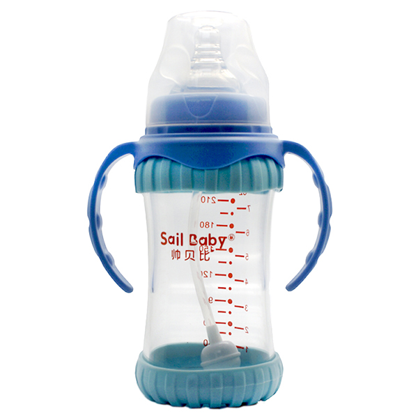 帥貝比奶瓶240ML感溫-藍(lán)