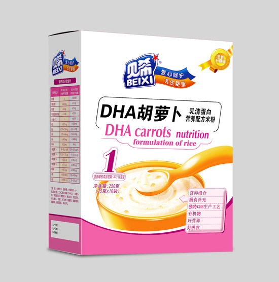 貝希乳清蛋白營養(yǎng)米粉盒裝-DHA胡蘿卜配方