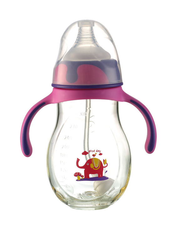 優(yōu)嘻噯黃金PA自動奶瓶300ml紫紅色