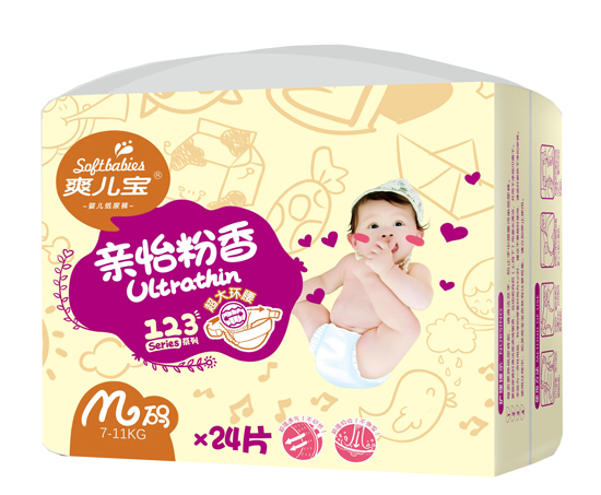 爽兒寶超吸收親怡粉香紙尿褲中號(hào)