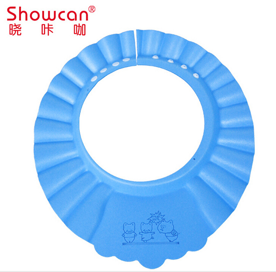 加厚嬰兒高彈可調(diào)節(jié)EVA洗澡帽藍