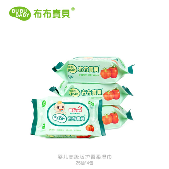 布布寶貝嬰兒高級版護(hù)臀柔濕巾25抽4包