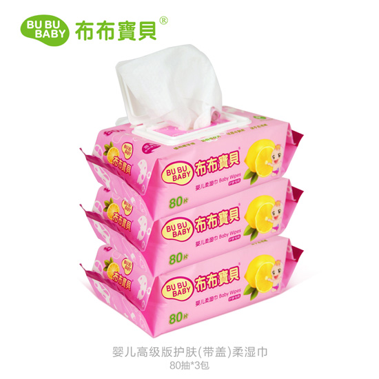 布布寶貝嬰兒豪華版護(hù)膚柔濕巾3連包(帶蓋)