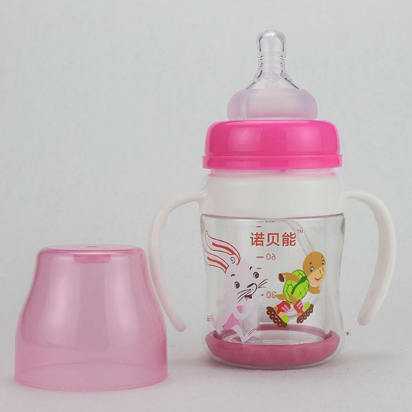 諾貝能嬰幼兒奶瓶粉色兔子圖案