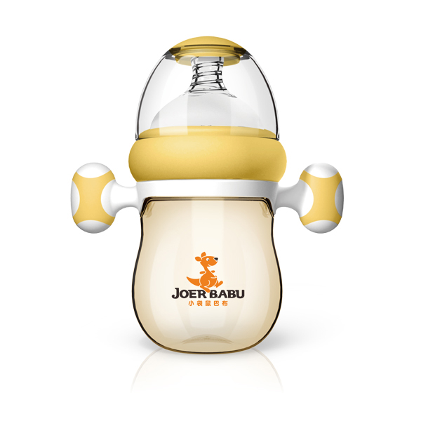 小袋鼠巴布自動按摩手柄PPSU奶瓶BP-891黃色