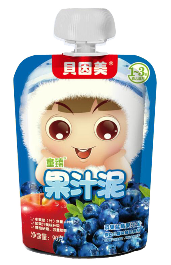 貝因美童臻蘋(píng)果藍(lán)莓果汁泥