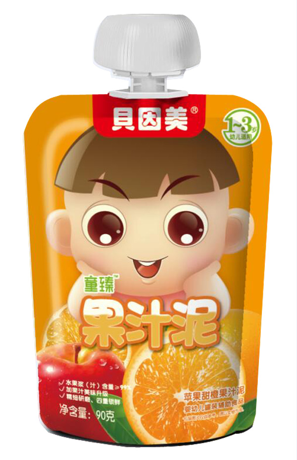 貝因美童臻蘋(píng)果甜橙果汁泥