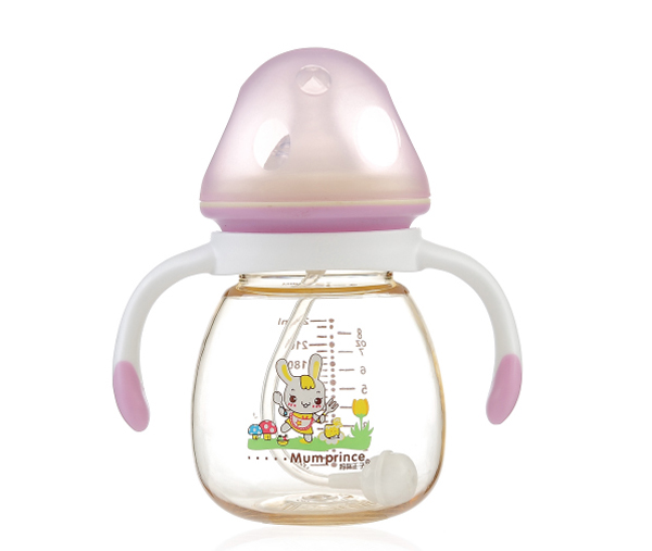 媽咪王子PPSU寬口自動(dòng)吸240ml蘑菇奶瓶 透明紫