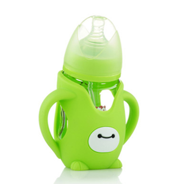 媽咪王子防摔寬口晶媽咪王子鉆玻璃自動(dòng)吸240ml企鵝 奶瓶 綠色