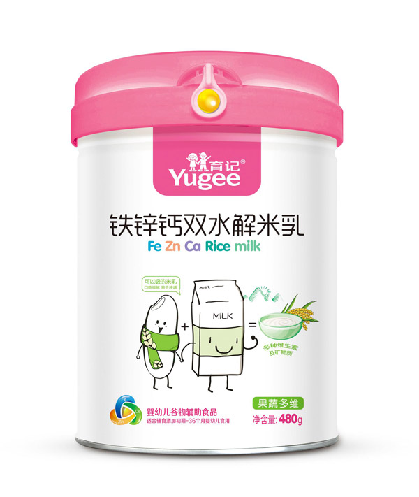 育記鐵鋅鈣雙水解米乳-果蔬多維480克桶裝
