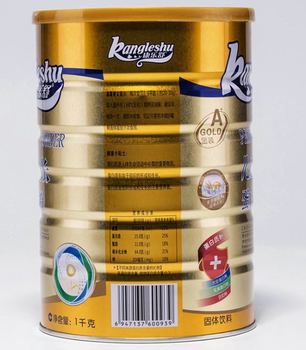 康樂舒兒童成長蛋白質粉 背面