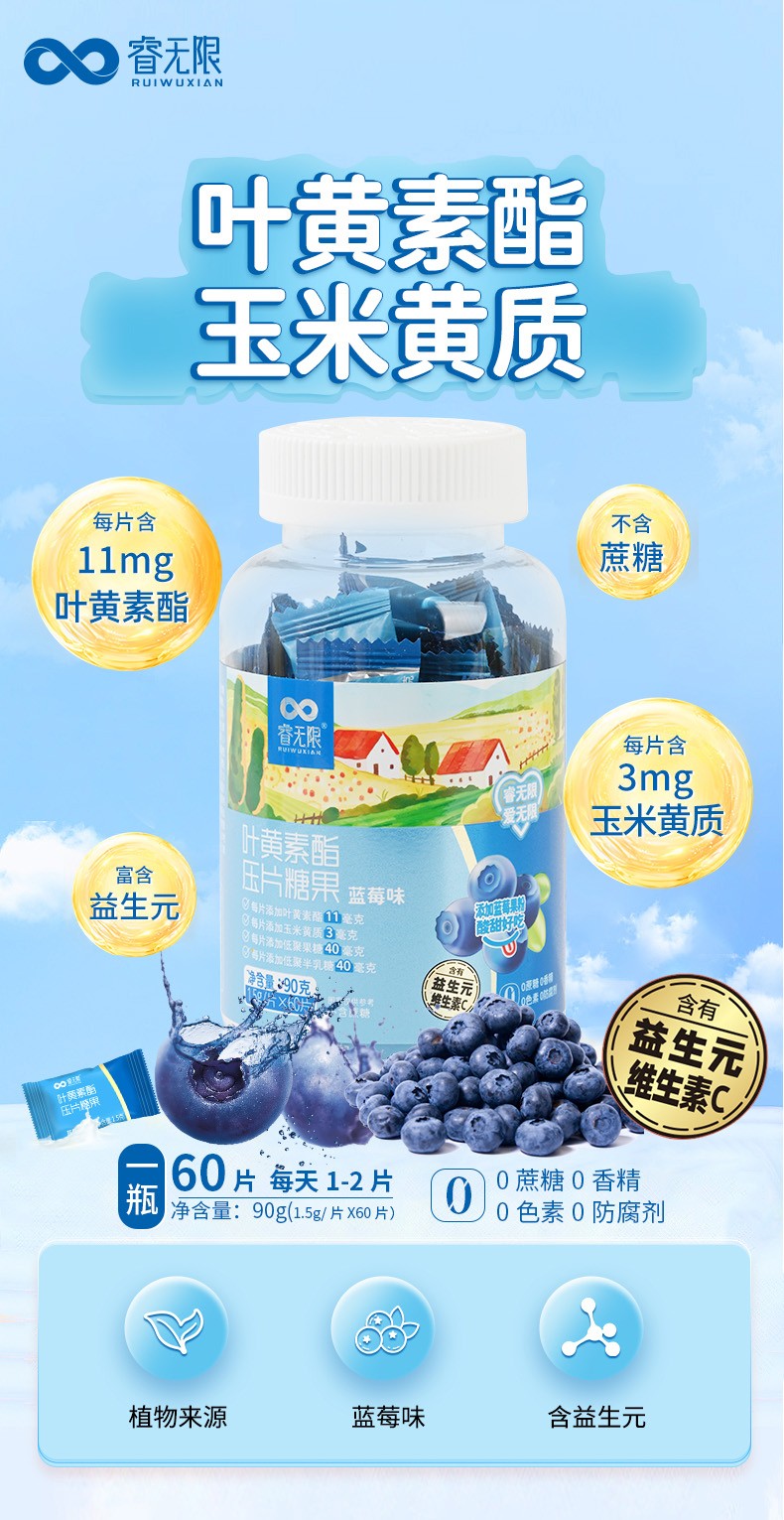 睿無限葉黃素酯壓片糖果60片