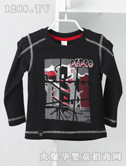 小豬班納黑色圓領長袖針織衫