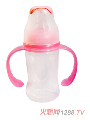 親恩4安標口徑花型雙柄PP奶瓶（粉紅）